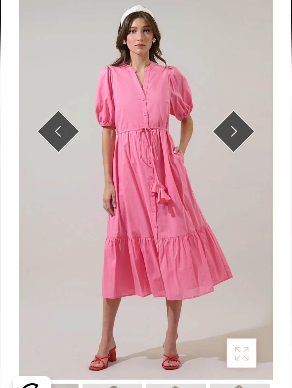 Beth Button-Down Midi Dress, Size L